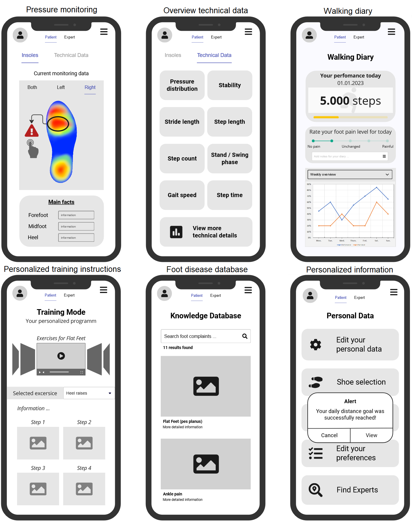 Augmented Smart Insoles – Prototyping a Mobile Application: Usage Preferences of Healthcare Professionals and People with Foot Deformities